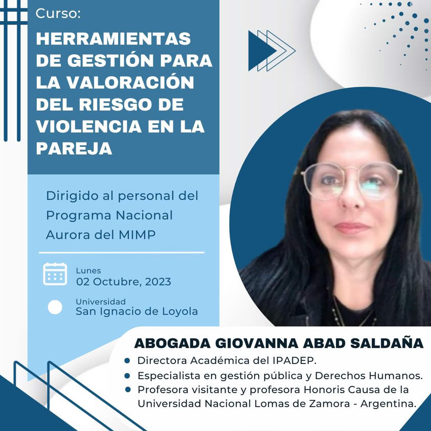 Afiche del curso de la Universidad San Ignacio de Loyola con Giovanna Abad Saldaña, difundido en la publicación original.
