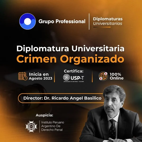 Afiche de la diplomatura universitaria en crimen organizado.