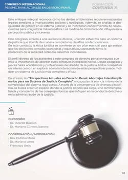 Otra página del programa y presentación del congreso de Derecho Penal.