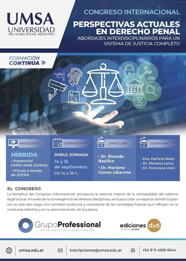 Afiche del Congreso Internacional «Perspectivas actuales del Derecho Penal».
