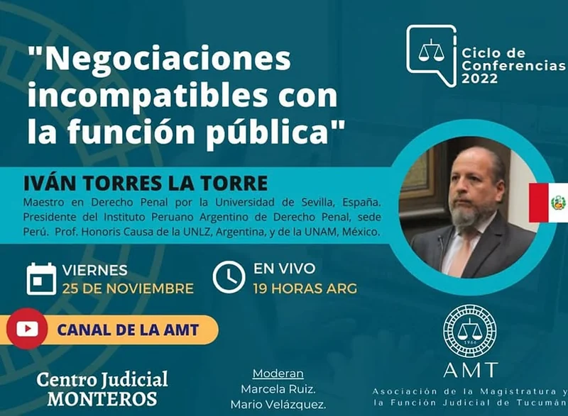Afiche del ciclo de conferencias sobre negociaciones incompatibles con la función pública.