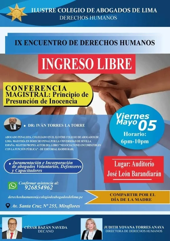 Afiche del encuentro sobre presunción de inocencia y derechos humanos.