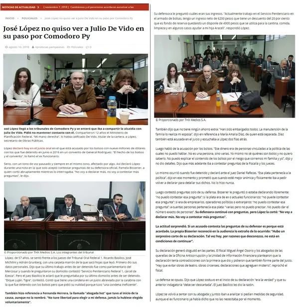 Documento original: Difusión de una nota argentina sobre José López y Julio De Vido