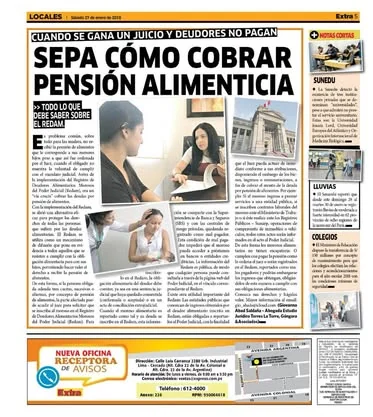 Documento original: Giovanna Abad orienta sobre pensiones alimenticias en Diario Extra