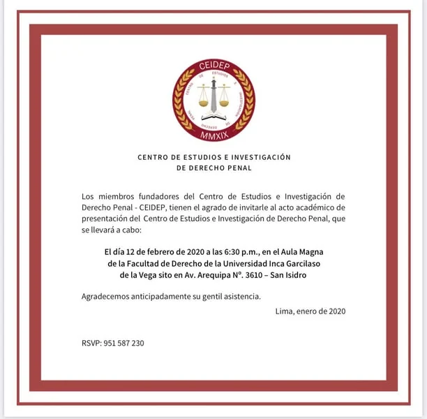 Invitación a la presentación del centro de estudios e investigación.