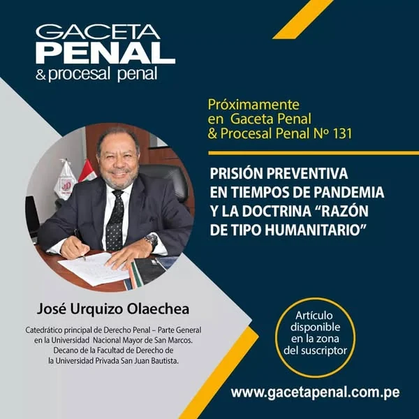 Documento original: Publicación de José Urquizo Olaechea sobre prisión preventiva en tiempos de pandemia