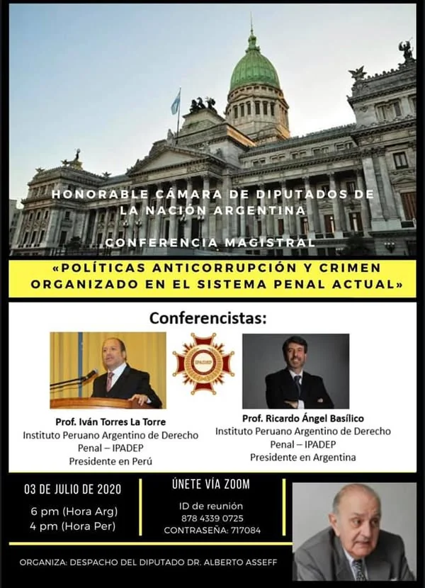 Afiche de la conferencia sobre políticas anticorrupción y crimen organizado.