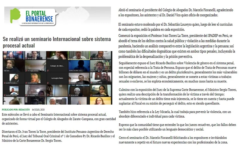 Continuación de la nota sobre los participantes del seminario virtual.