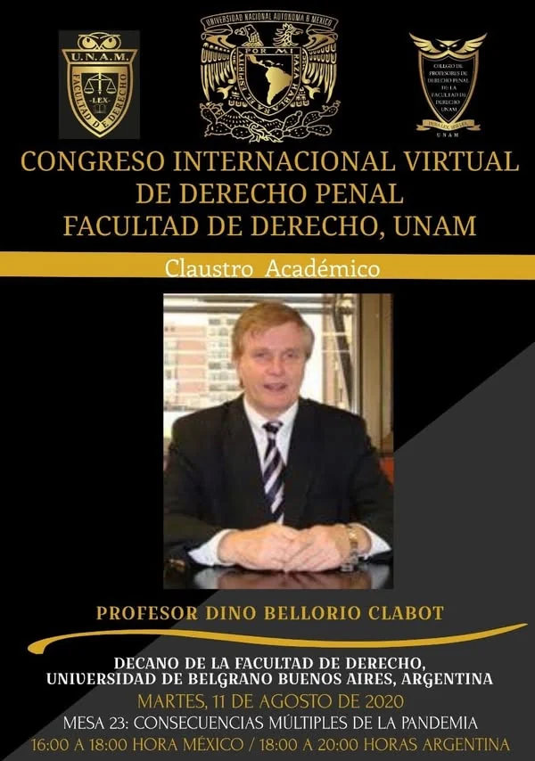 Afiche del Congreso Internacional Virtual de Derecho Penal de la Facultad de Derecho de la UNAM.