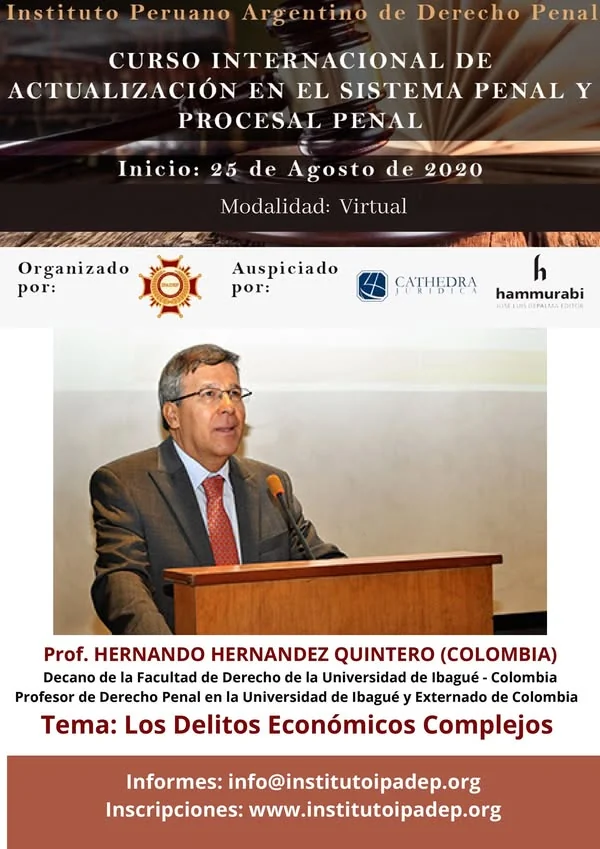 Afiche de la clase sobre delitos económicos complejos.