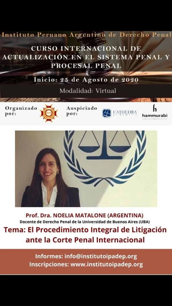 Afiche de la clase sobre procedimiento de investigación ante la Corte Penal Internacional.