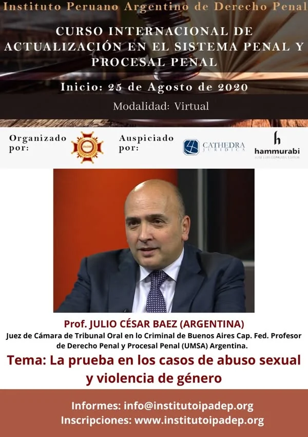 Afiche de la clase sobre prueba en casos de abuso sexual y violencia de género.