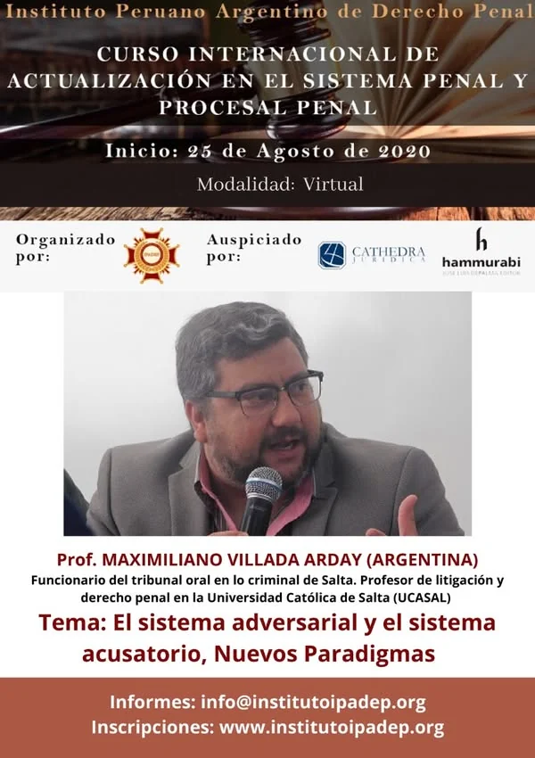 Afiche de la clase sobre el sistema adversarial y el sistema acusatorio.