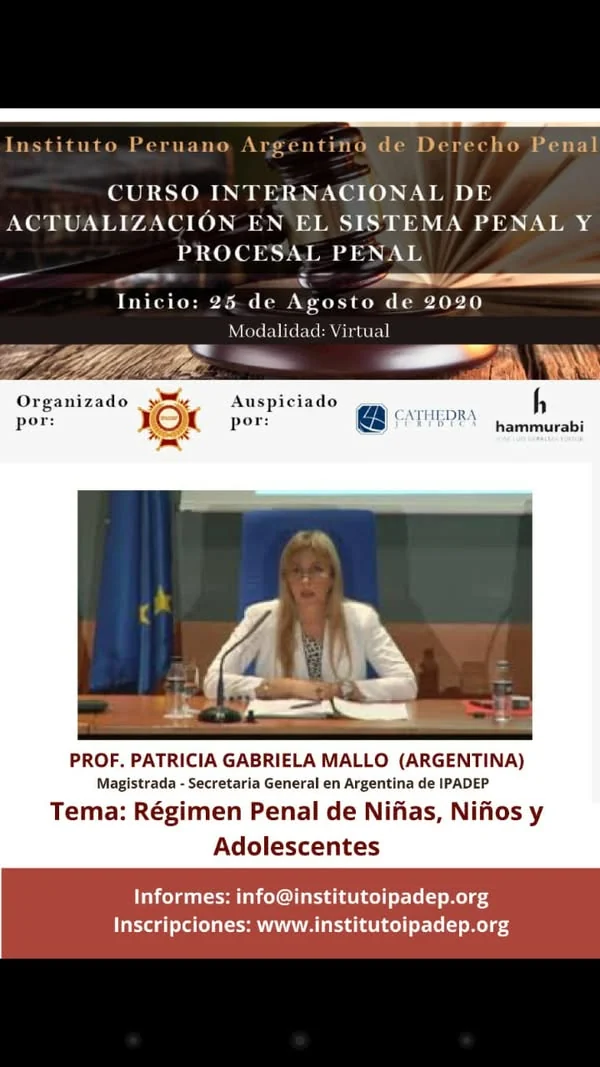 Afiche de la clase sobre régimen penal de menores y niños indígenas.
