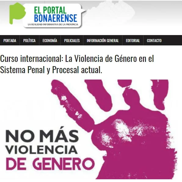 Portada del portal bonaerense sobre el curso de violencia de género.