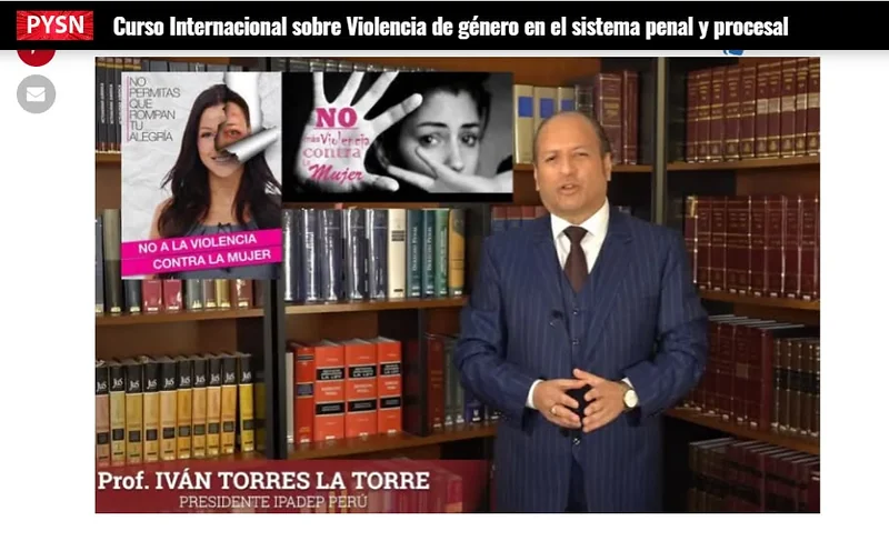 Afiche del curso internacional sobre violencia de género con Iván Torres La Torre.