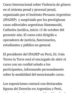 Texto de la noticia que presenta los objetivos del curso de violencia de género.