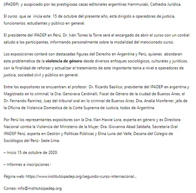 Texto de la nota periodística sobre el programa y los docentes del curso.