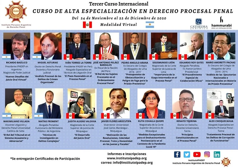 Programa de docentes y temas del Tercer Curso Internacional de Derecho Procesal Penal.
