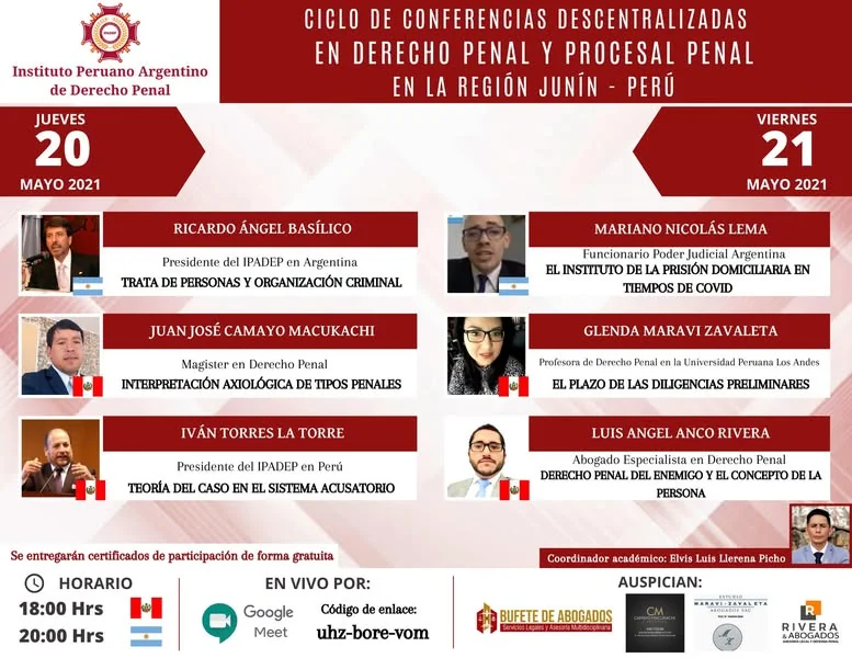 Programa del ciclo descentralizado de conferencias en Derecho Penal y Procesal Penal.