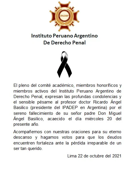 Documento original: Condolencias por el fallecimiento de Miguel Ángel Basílico