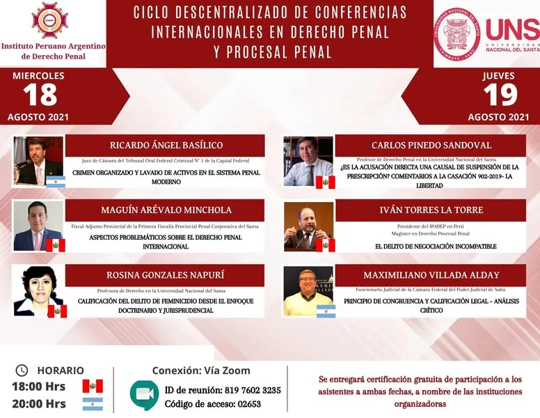 Afiche con las fechas y ponentes del ciclo descentralizado de conferencias.