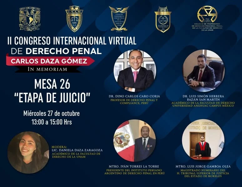 Programa de la mesa «Etapa de juicio» del II Congreso Internacional Virtual de Derecho Penal.
