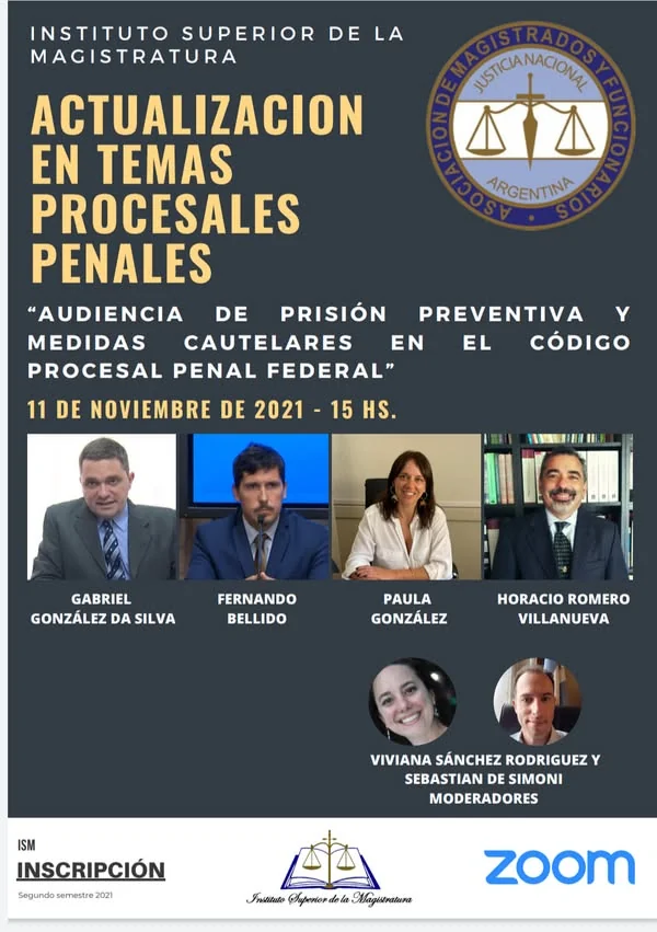 Afiche de la actualización en temas procesales penales y audiencias de prisión preventiva.