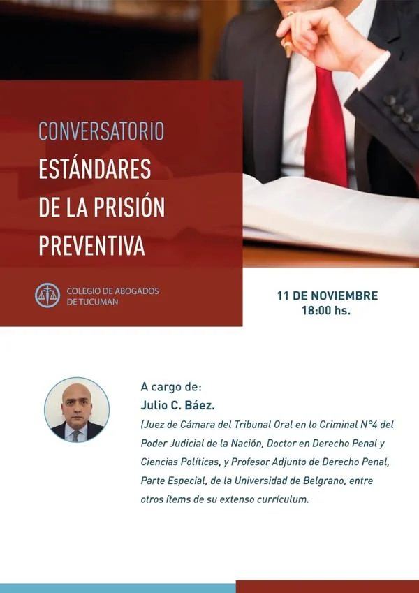 Afiche del conversatorio «Estándares de la prisión preventiva».