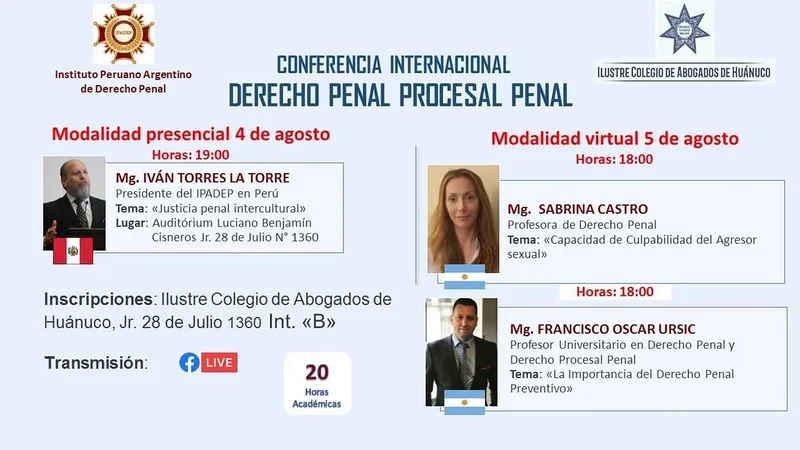 Afiche del programa de la Conferencia Internacional de Derecho Penal Procesal Penal.
