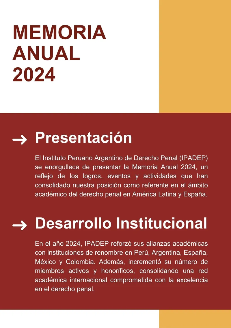Página 2: Presentación y desarrollo institucional