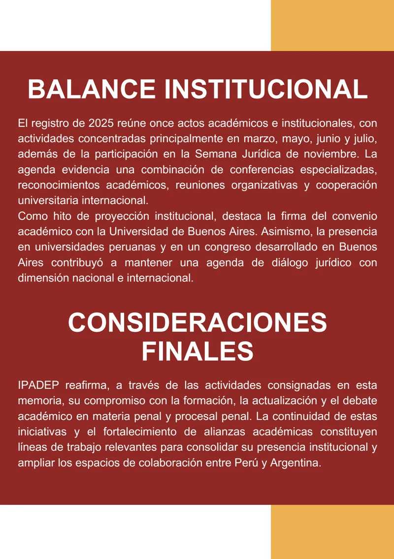 Página 18: Balance institucional y consideraciones finales
